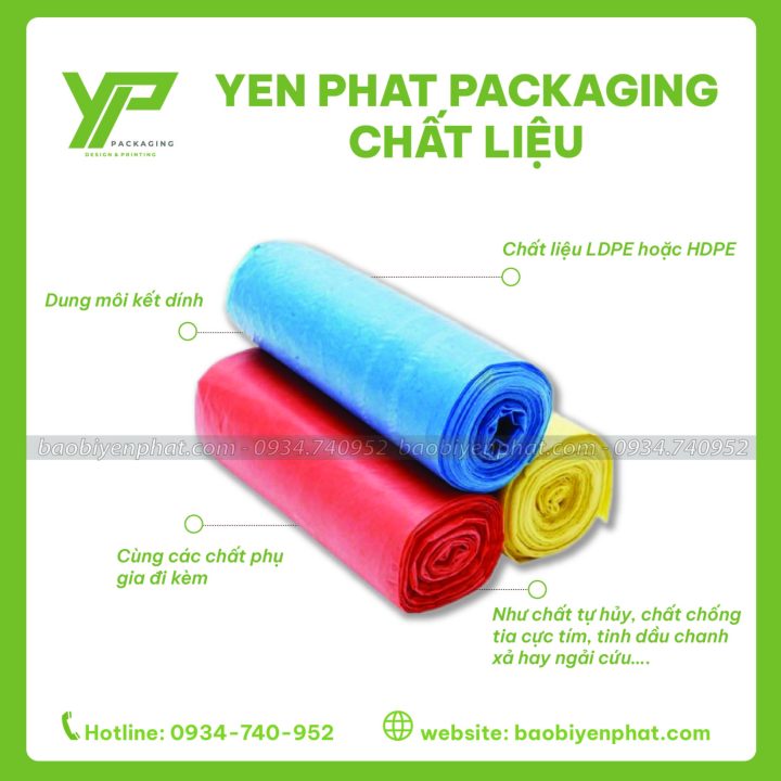 Thành phần cấu tạo túi rác dạng cuộn 3 màu
