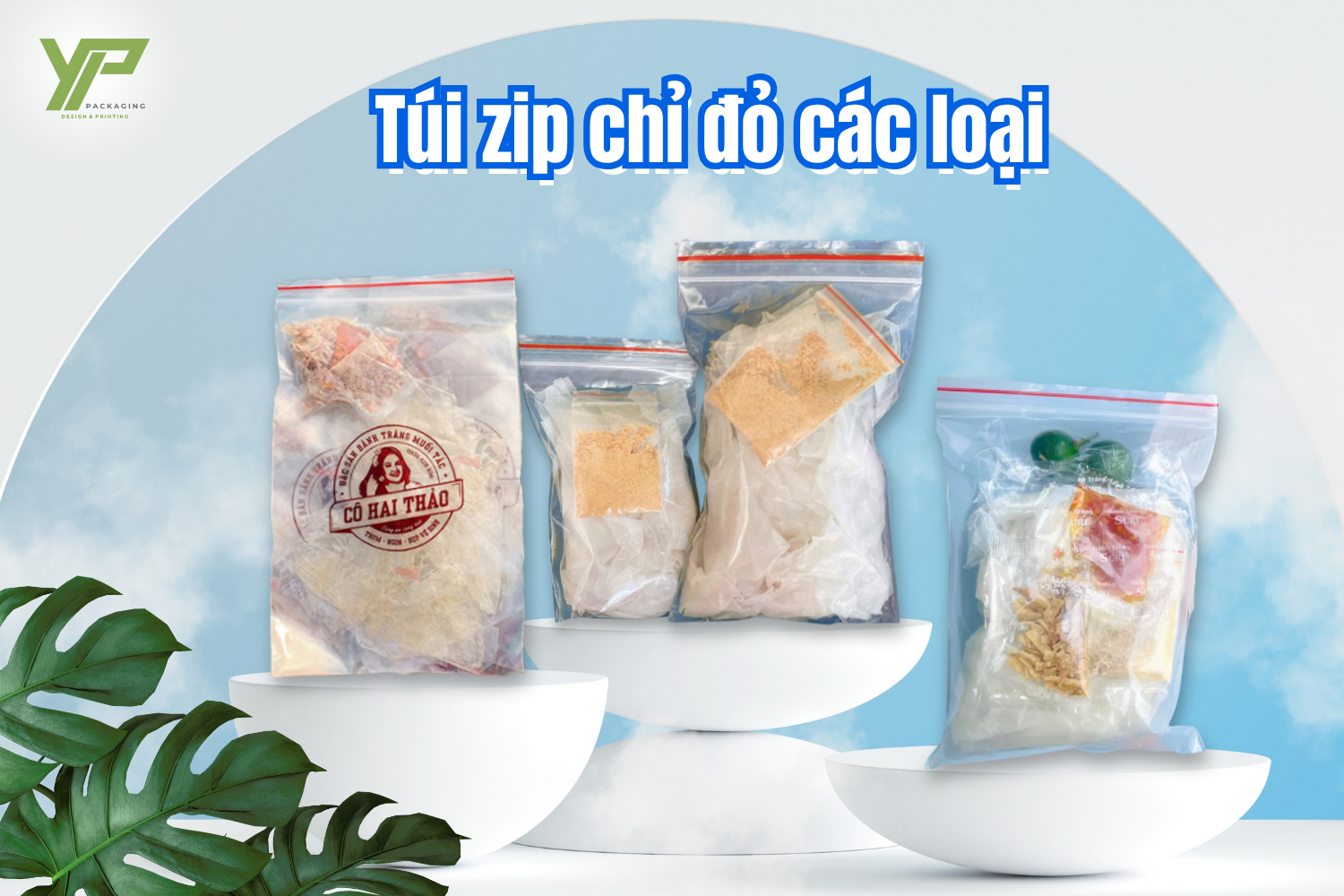 Bao bì bánh tráng - Túi zip chỉ đỏ