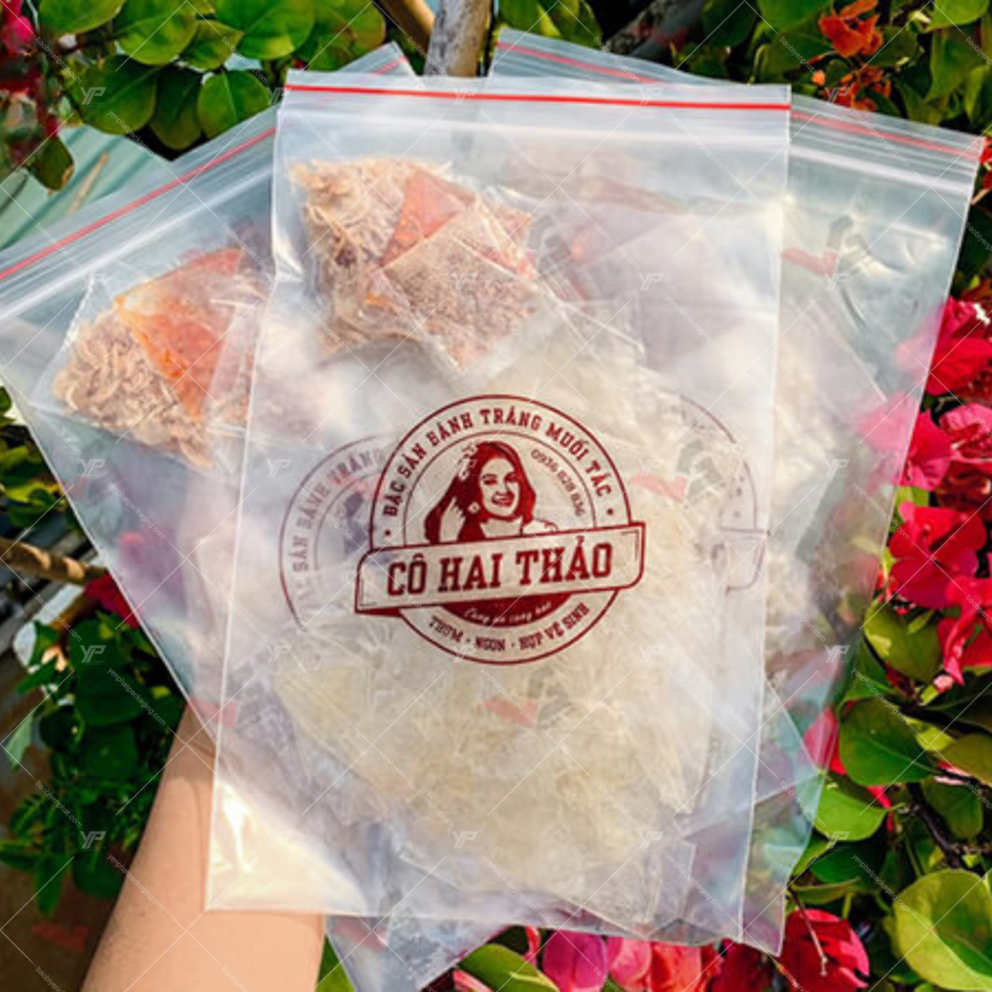 Túi zip chỉ in logo đựng bánh tránh