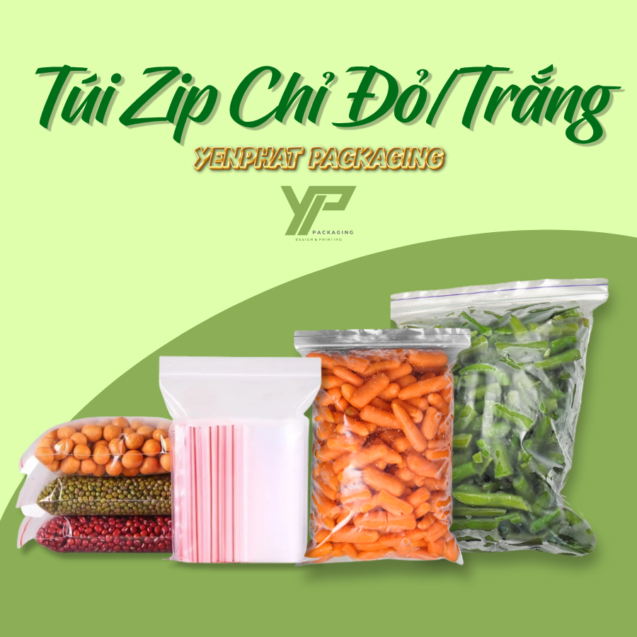 Túi zip chỉ đỏ - chỉ trắng