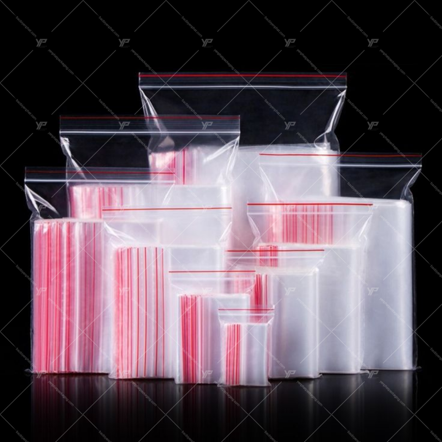 Túi zip viền đỏ đa dạng size