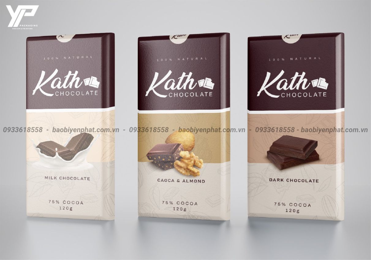 Kath Chocolate rebranding - by Yen Phat Packaging - Choco bar 3 tastes
