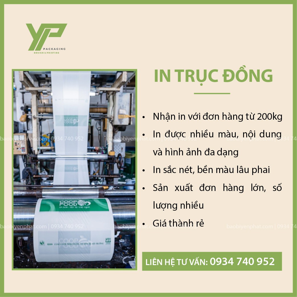 Sản xuất túi siêu thị in bằng trục ống đồng