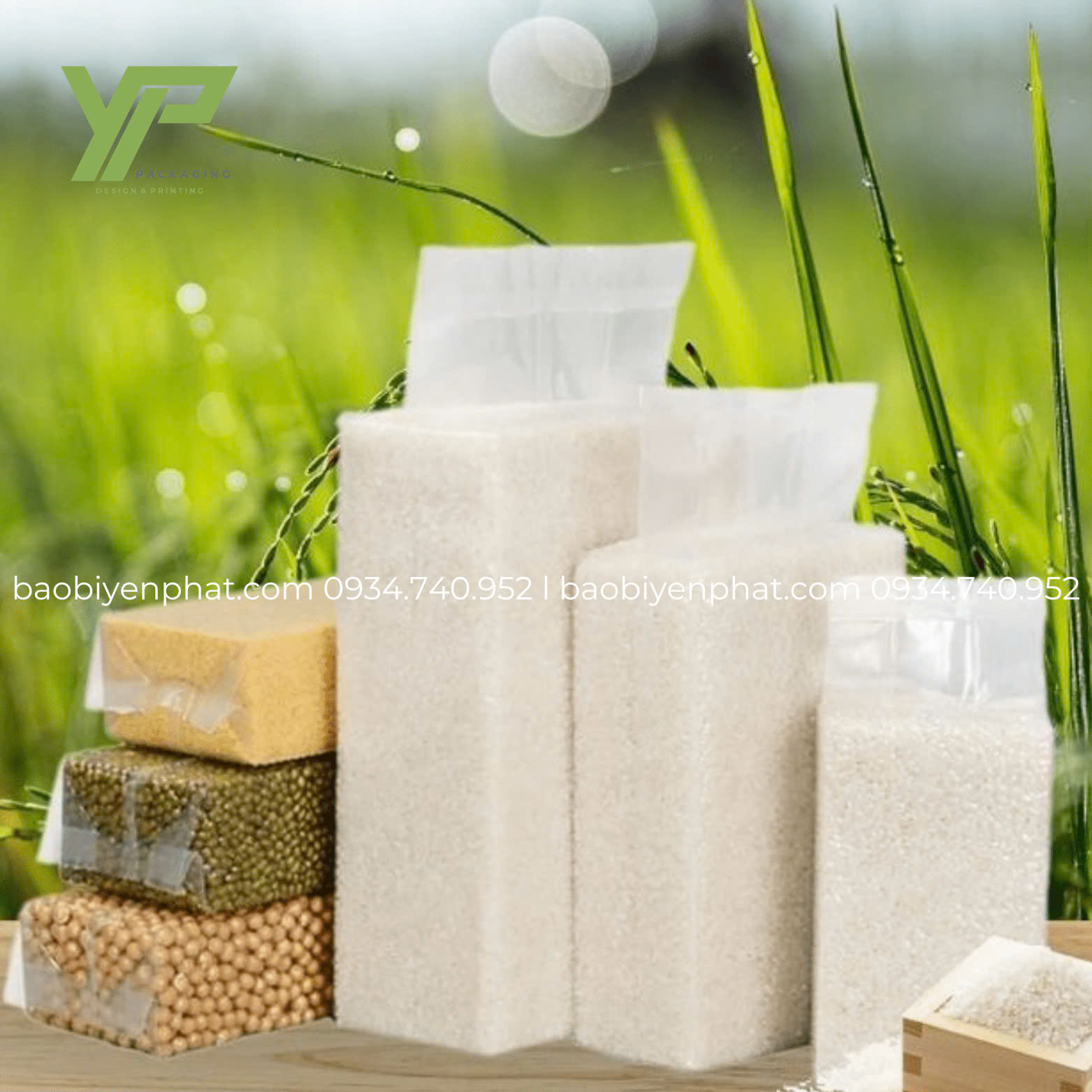 Túi hút chân không đựng gạo có đường hàn dọc ở sau